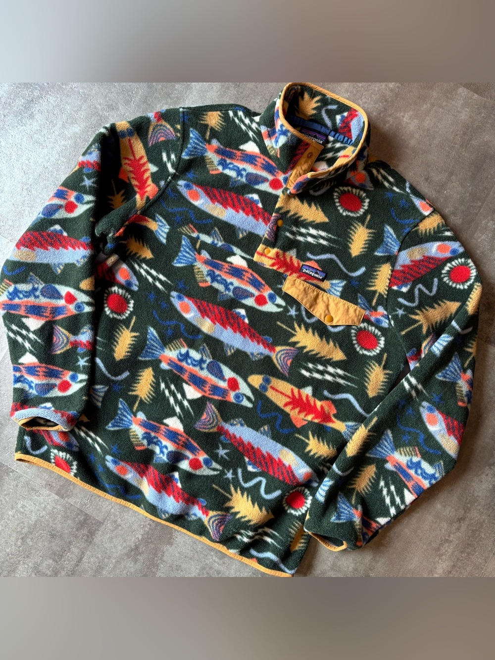 Patagonia Salmon Energy Snap T Fleece Sweater Mens Large - Picture 9 of 9